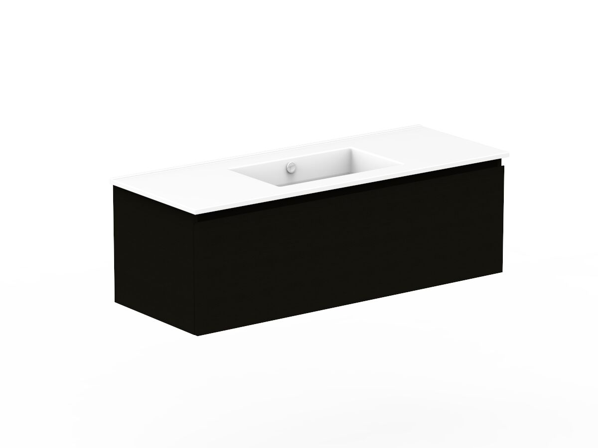 Reece Posh Domaine Plus All Drawer 1200mm Wall Hung Vanity Centre Basin Ceramic Top