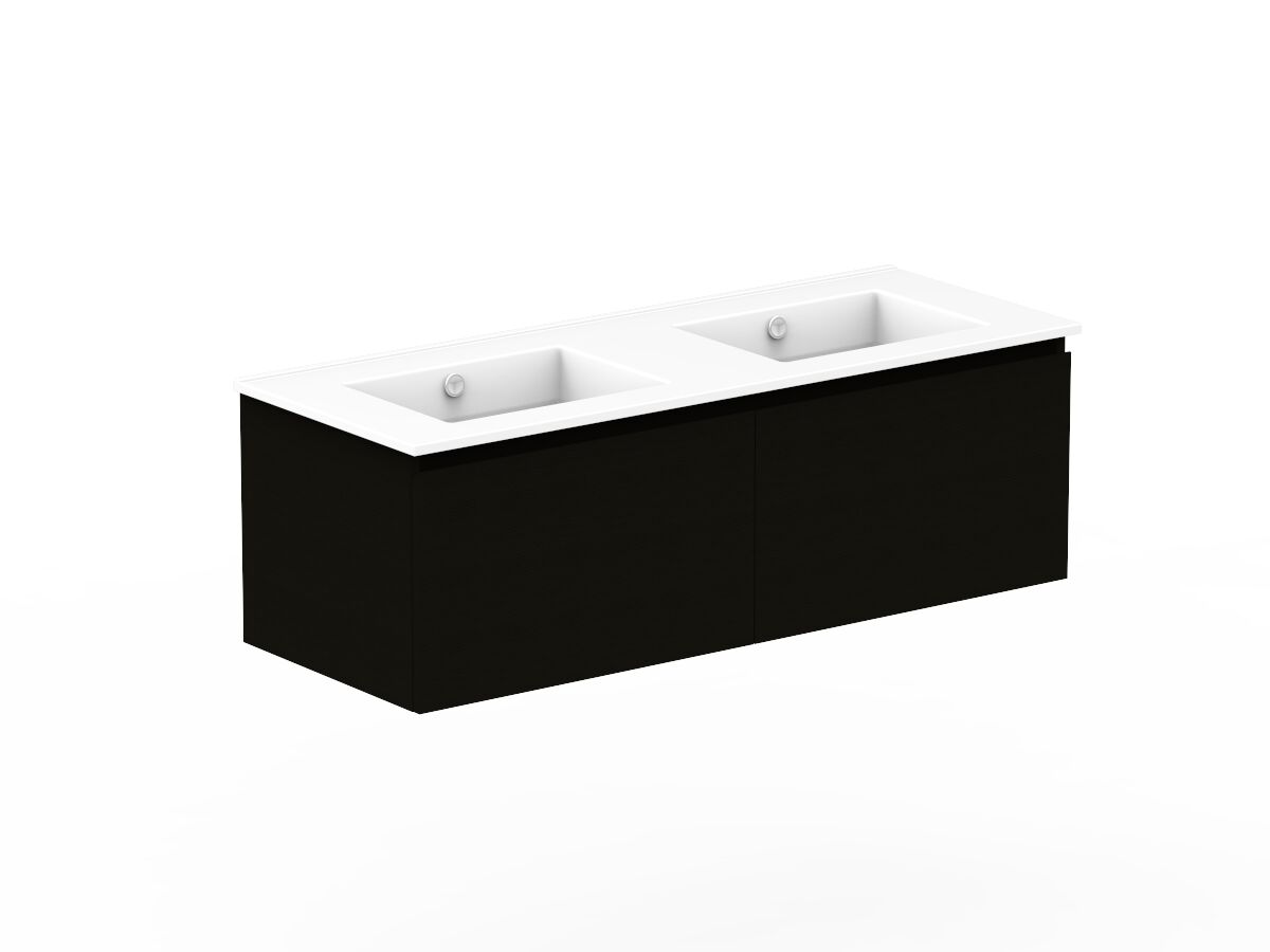 Reece Posh Domaine Plus All Drawer 1200mm Wall Hung Vanity Double Basin Ceramic Top