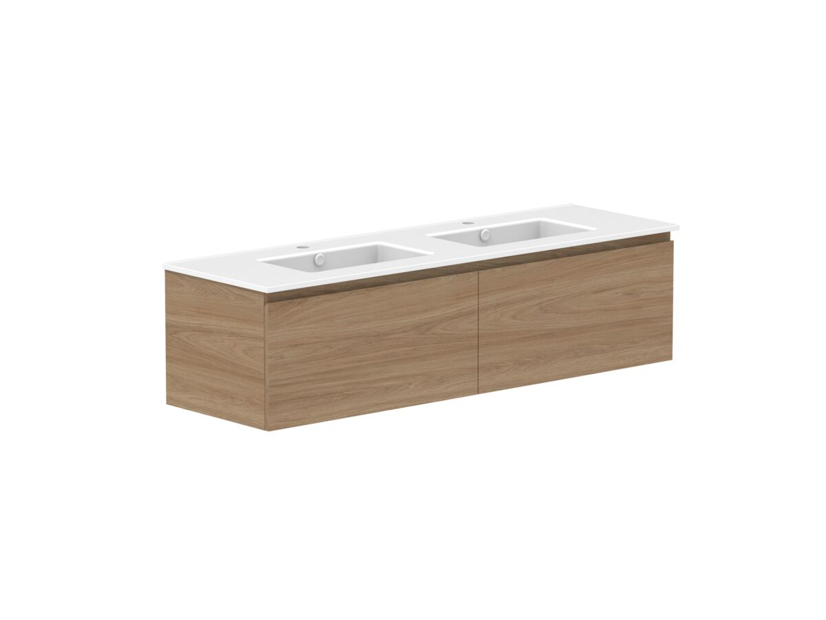 Reece Posh Domaine Plus All Drawer 1500mm Wall Hung Vanity Double Basin Matte White Ceramic Top