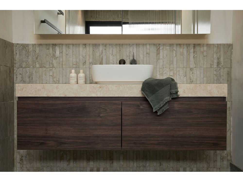 Reece Posh Domaine Plus All Drawer 1500mm Wall Hung Vanity Centre Basin 90mm Cherry Pie Top