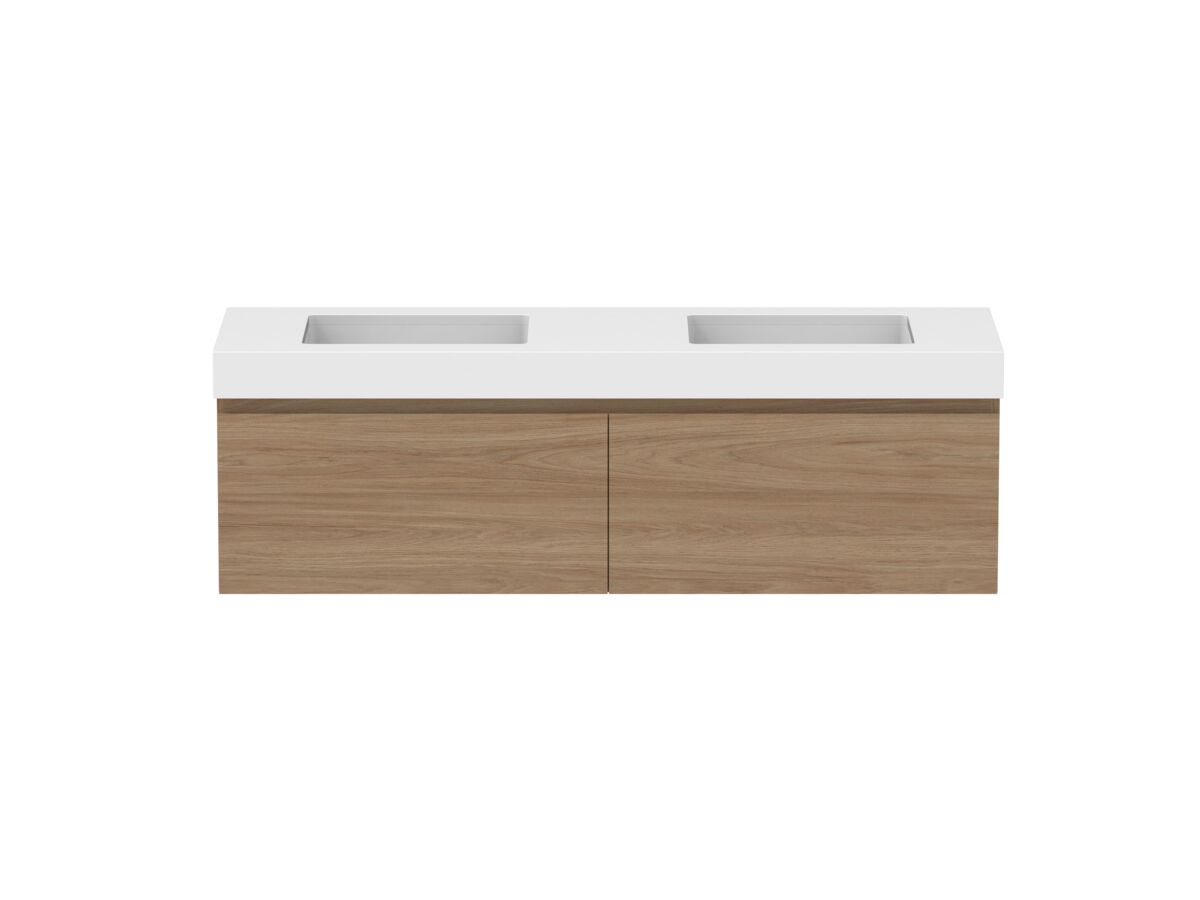 reece Posh Domaine Plus All Drawer 1500mm Wall Hung Vanity Double Basin 90mm Caesarstone Mineral Top
