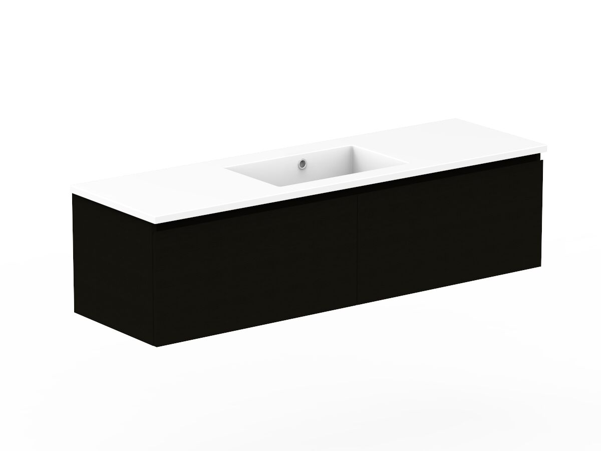 Reece Posh Domaine Plus All Drawer 1500mm Wall Hung Vanity Centre Basin Cast Marble Top