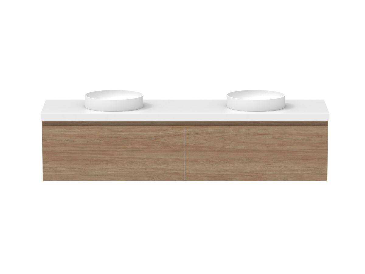 reece Posh Domaine Plus All Drawer 1800mm Wall Hung Vanity Double Basin 50mm Caesarstone Mineral Top