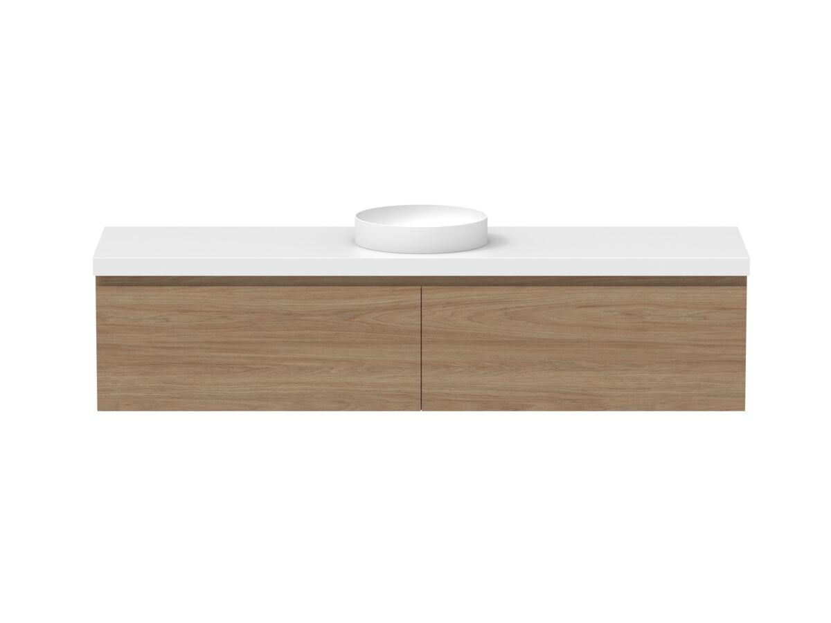 reece Posh Domaine Plus All Drawer 1800mm Wall Hung Vanity Centre Basin 50mm Caesarstone Mineral Top