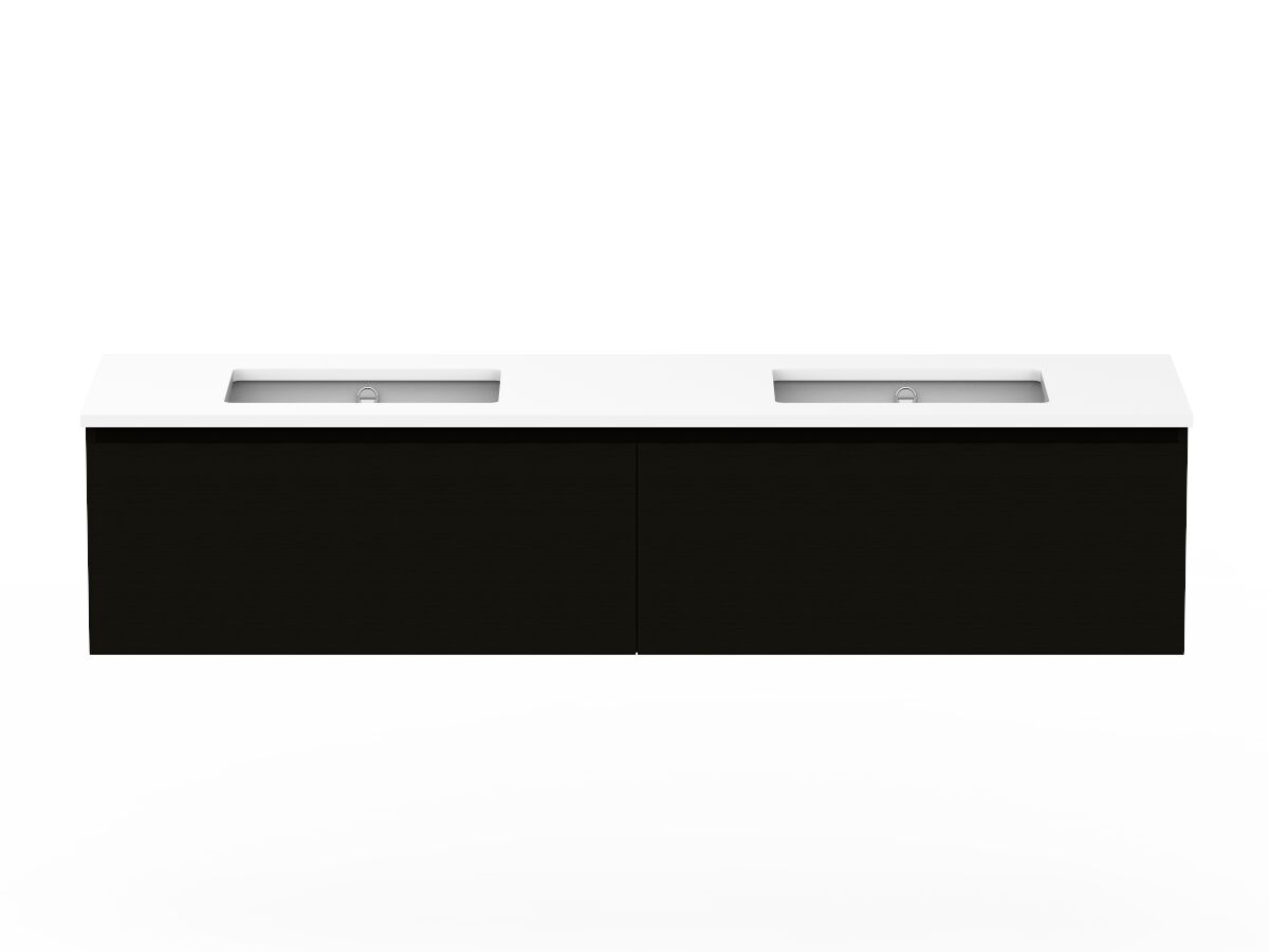 reece Posh Domaine Plus All Drawer 1800mm Wall Hung Vanity Double Basin 20mm Cherry Pie Top