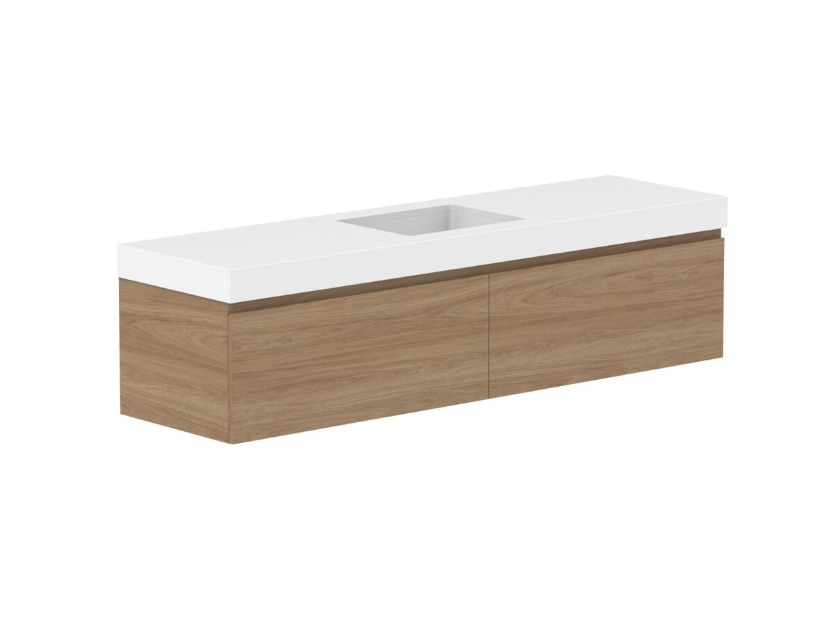 Reece Posh Domaine Plus All Drawer 1800mm Wall Hung Vanity Centre Basin 90mm Cherry Pie Top