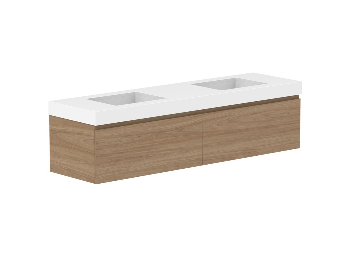 Reece Posh Domaine Plus All Drawer 1800mm Wall Hung Vanity Double Basin 90mm Caesarstone Mineral Top