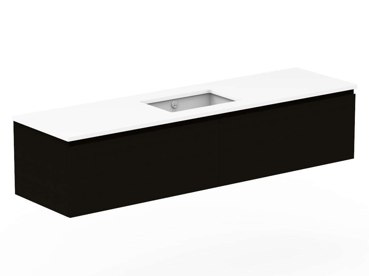 Reece Posh Domaine Plus All Drawer 1800mm Wall Hung Vanity Centre Basin 20mm Cherry Pie Top