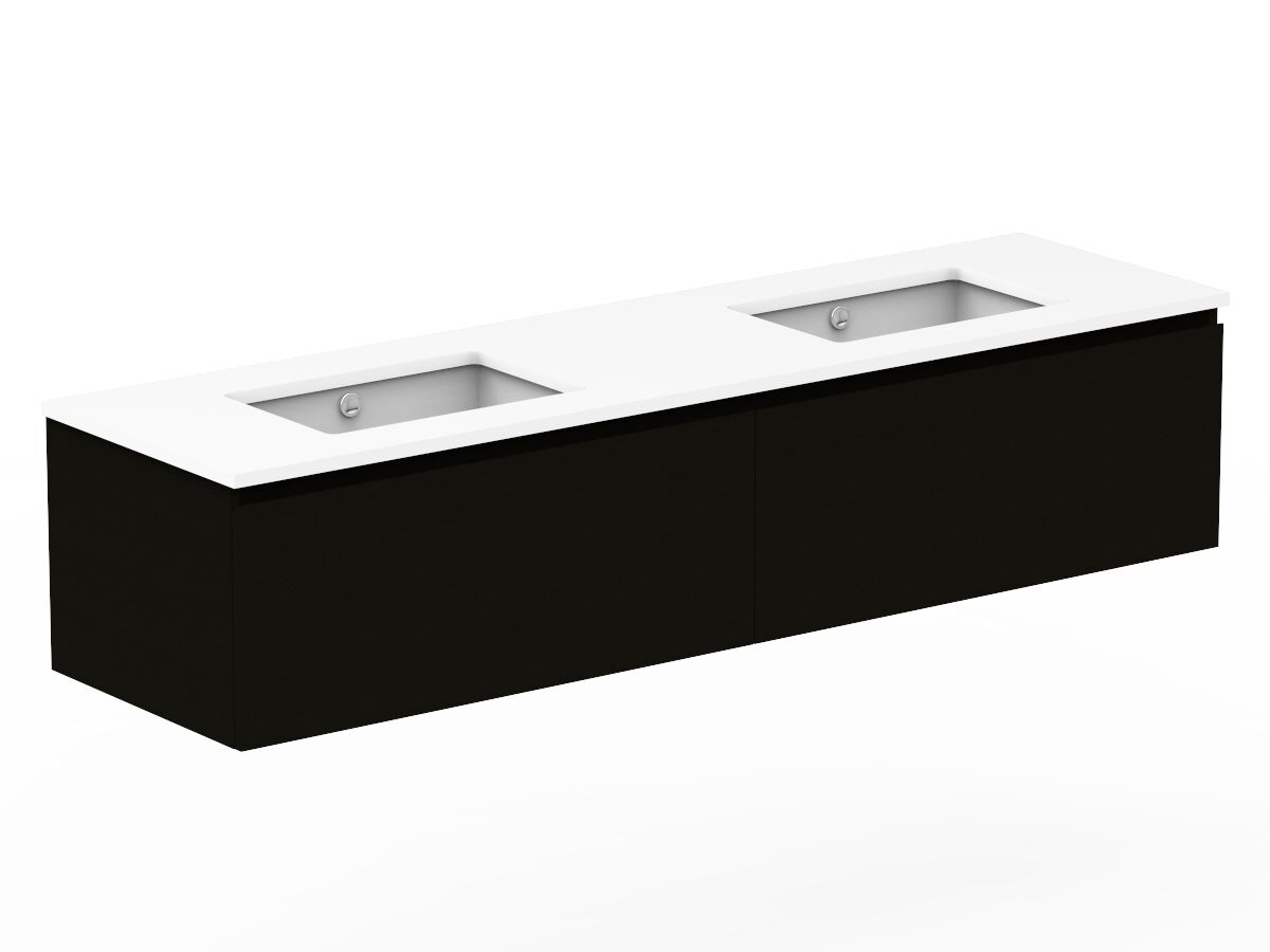 Reece Posh Domaine Plus All Drawer 1800mm Wall Hung Vanity Double Basin 20mm Cherry Pie Top