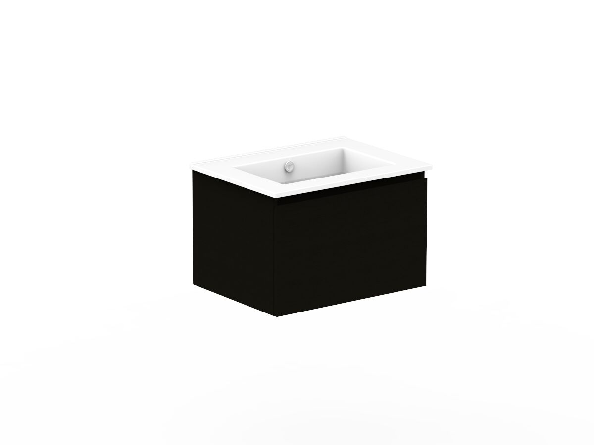 Reece Posh Domaine Plus All Drawer 600mm Wall Hung Vanity Centre Basin Ceramic Top