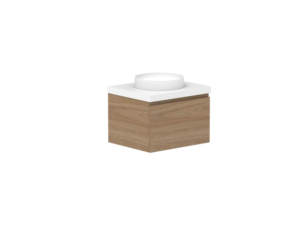 Reece Posh Domaine Plus All Drawer 600mm Wall Hung Vanity Centre Basin 50mm Durasein Top