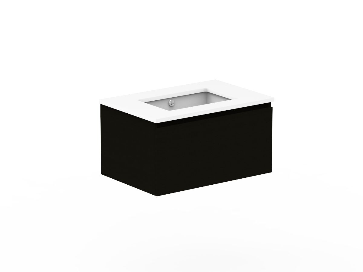 Reece Posh Domaine Plus All Drawer 750mm Wall Hung Vanity Centre Basin 20mm Cherry Pie Top