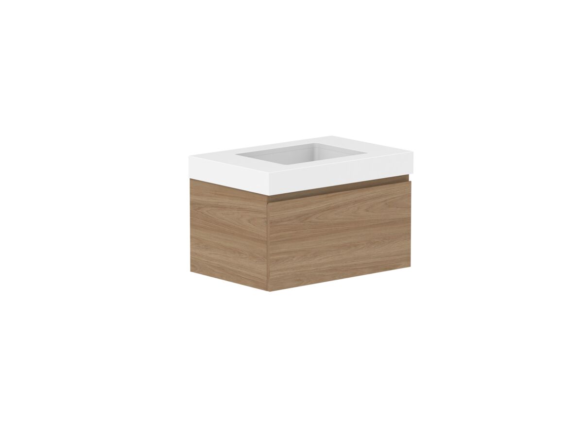 Reece Posh Domaine Plus All Drawer 750mm Wall Hung Vanity Centre Basin 90mm Cherry Pie Top