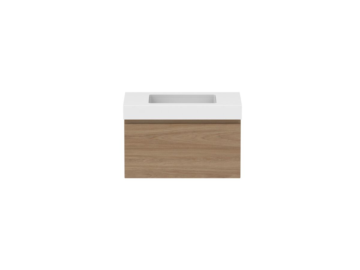 reece Posh Domaine Plus All Drawer 750mm Wall Hung Vanity Centre Basin 90mm Cherry Pie Top