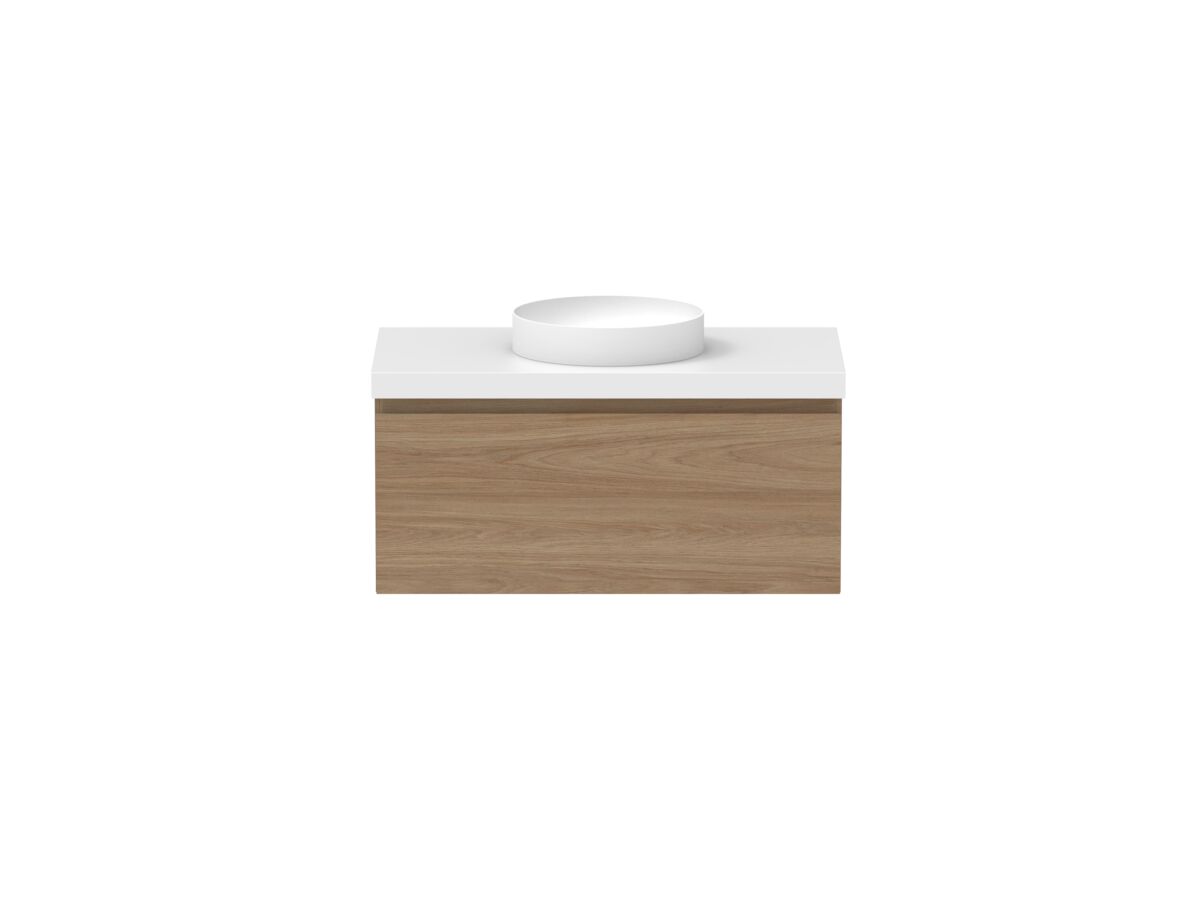 reece Posh Domaine Plus All Drawer 900mm Wall Hung Vanity Centre Basin 50mm Cherry Pie Top