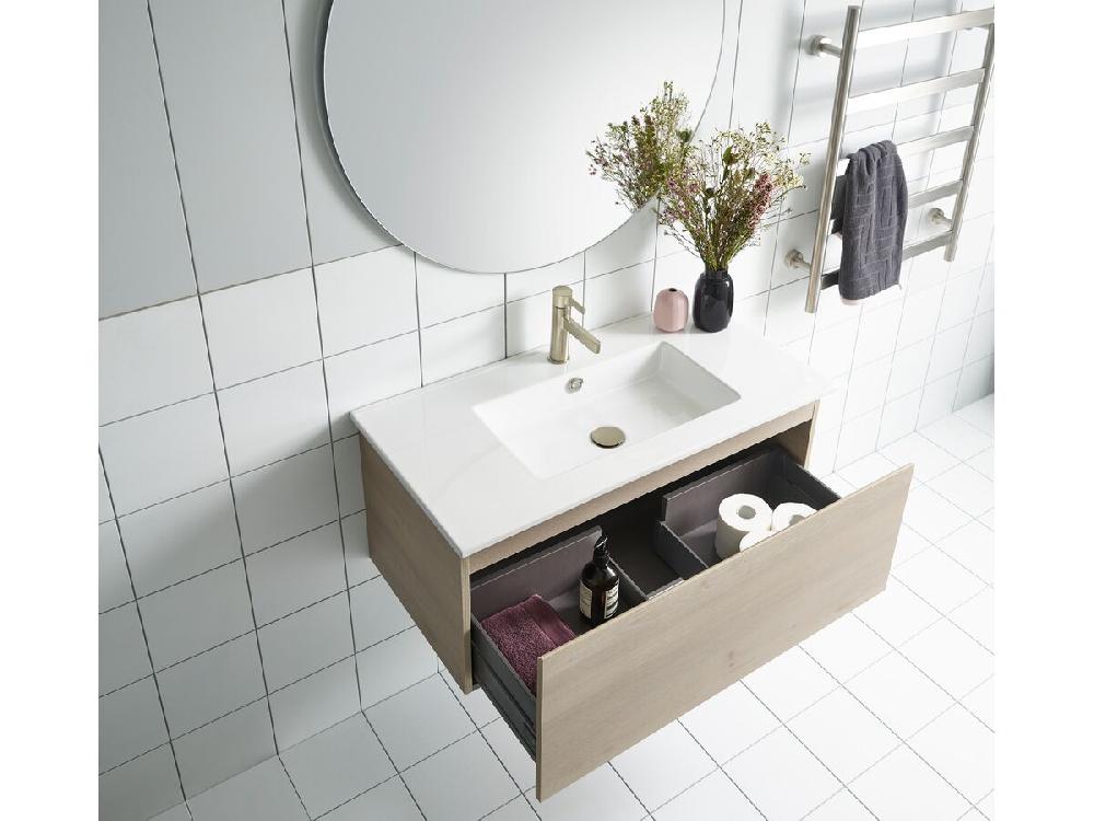 Reece Posh Domaine Plus All Drawer 900mm Wall Hung Vanity Centre Basin Ceramic Top