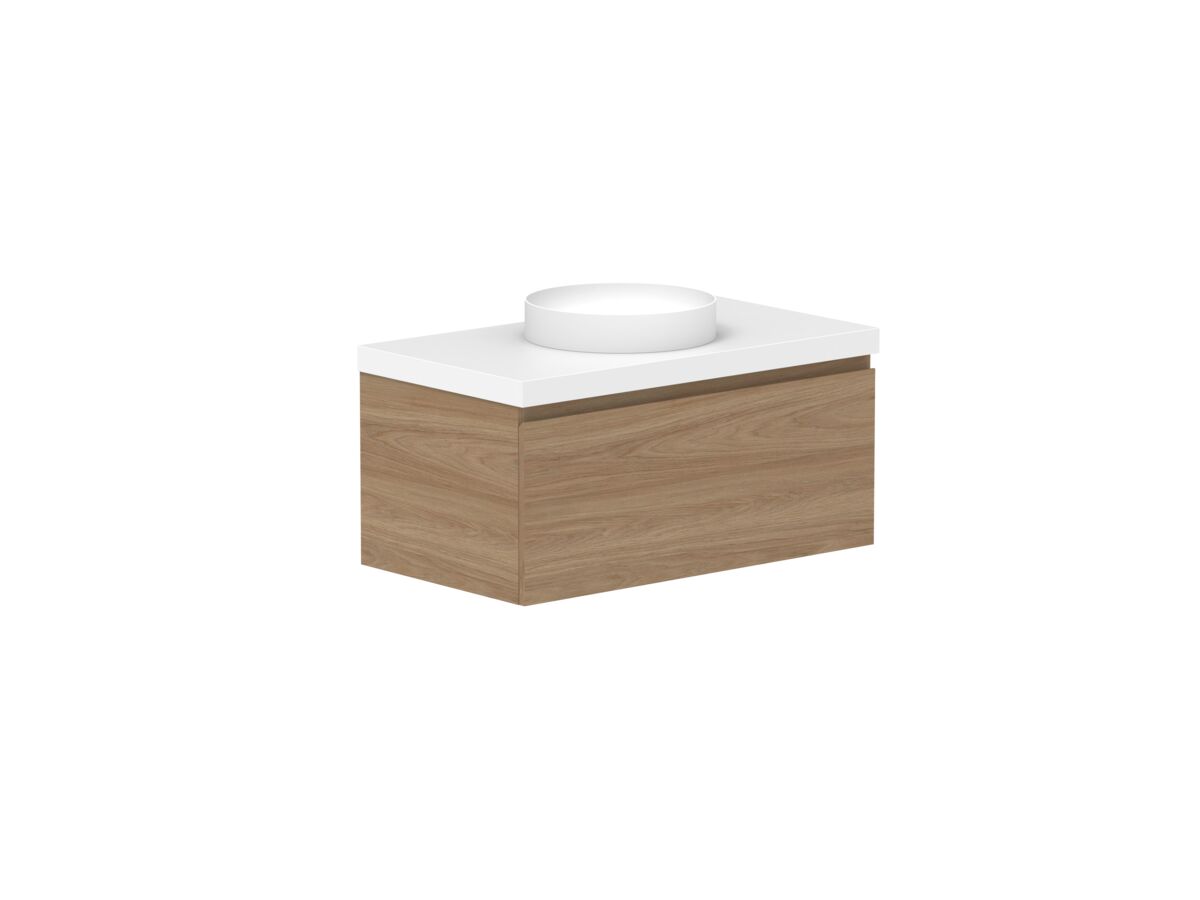 Reece Posh Domaine Plus All Drawer 900mm Wall Hung Vanity Centre Basin 50mm Caesarstone Mineral Top