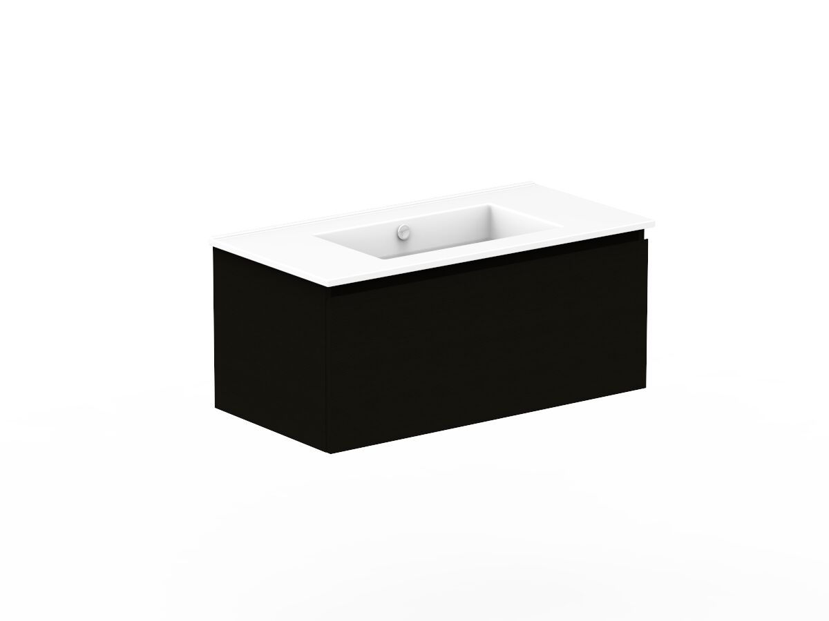 Reece Posh Domaine Plus All Drawer 900mm Wall Hung Vanity Centre Basin Ceramic Top