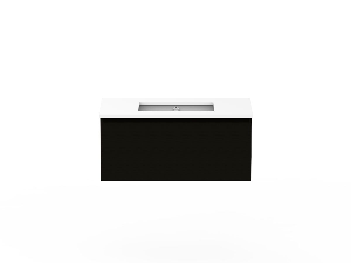 reece Posh Domaine Plus All Drawer 900mm Wall Hung Vanity Centre Basin 20mm Cherry Pie Top
