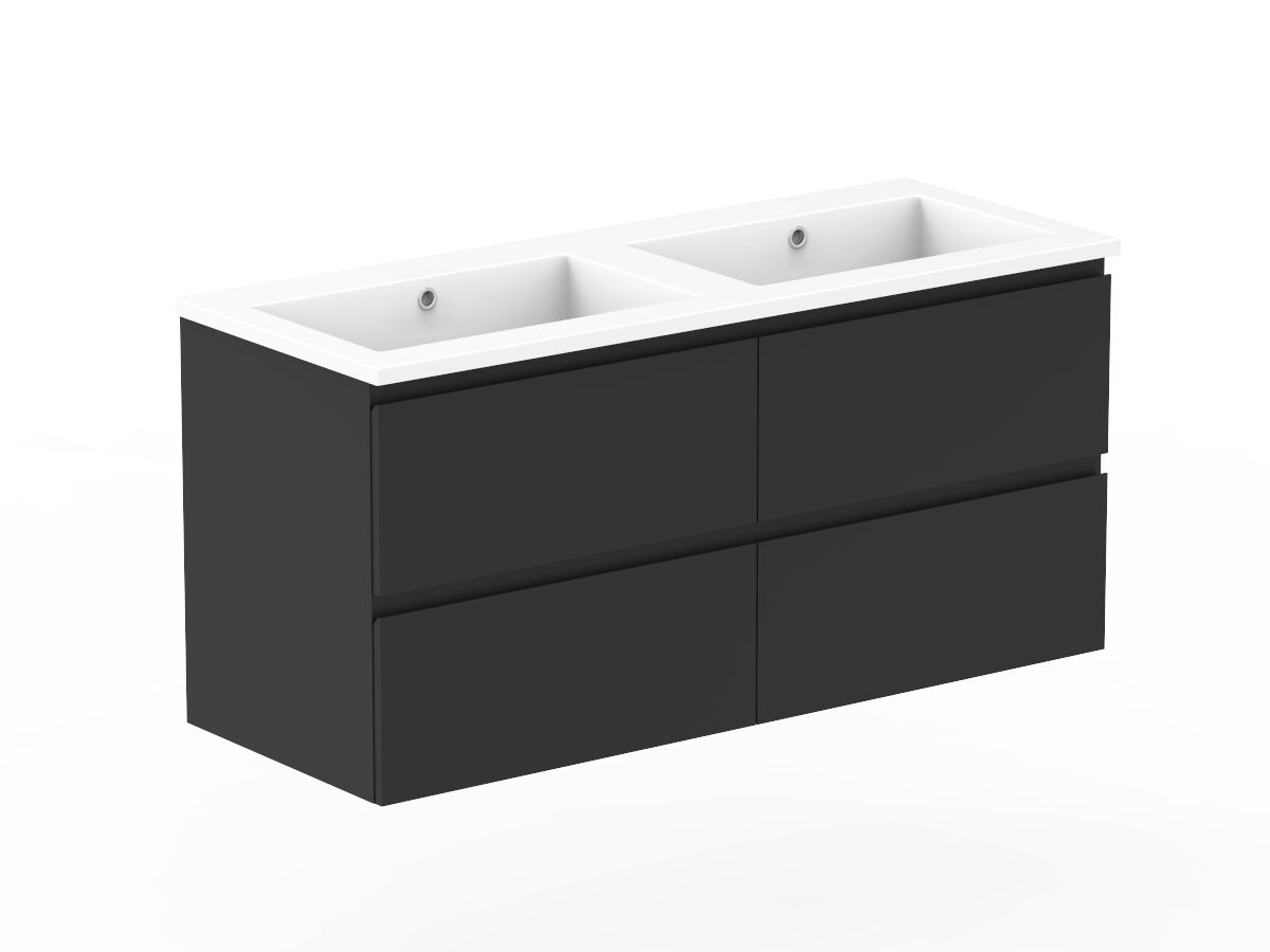 Reece Posh Domaine Plus All-Drawer Twin 1200mm Double Bowl Wall Hung Vanity Cast Marble Top