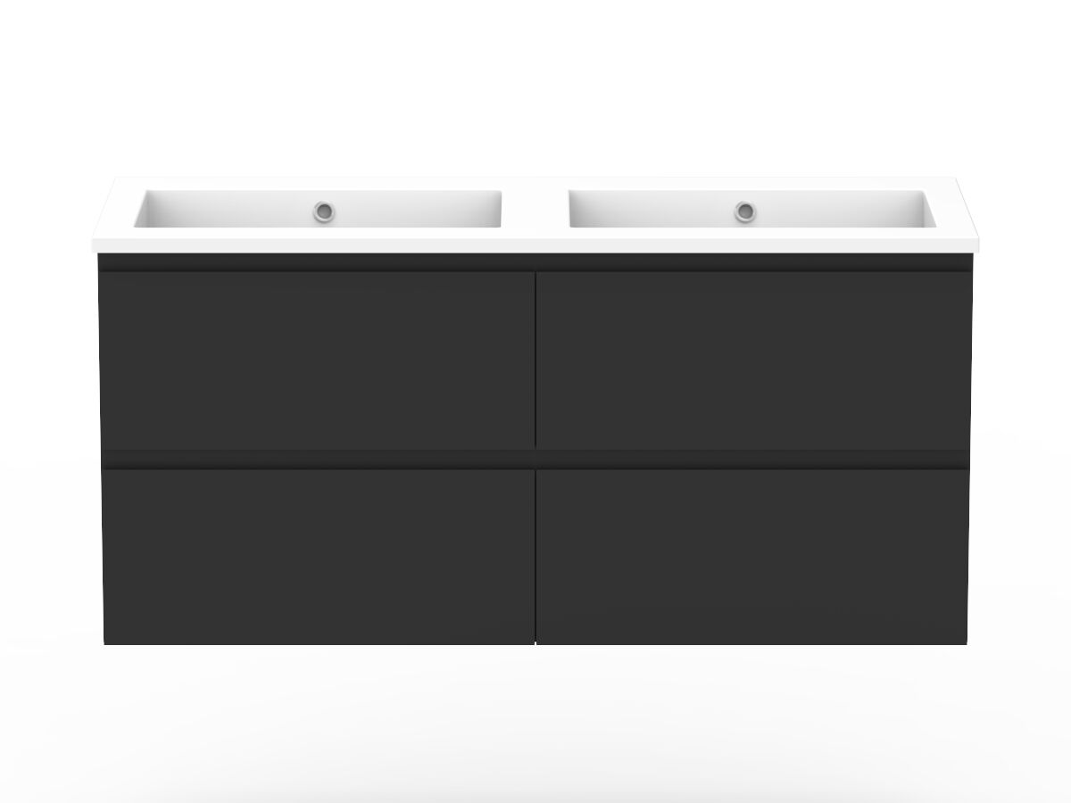 reece Posh Domaine Plus All-Drawer Twin 1200mm Double Bowl Wall Hung Vanity Cast Marble Top