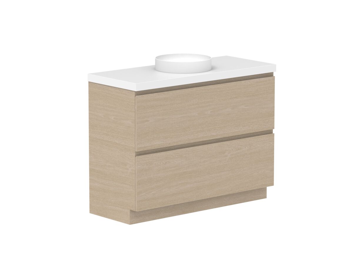 Reece Posh Domaine Plus All Drawer Twin 1200mm Floor Mounted Vanity Centre Basin 50mm Cherry Pie Top