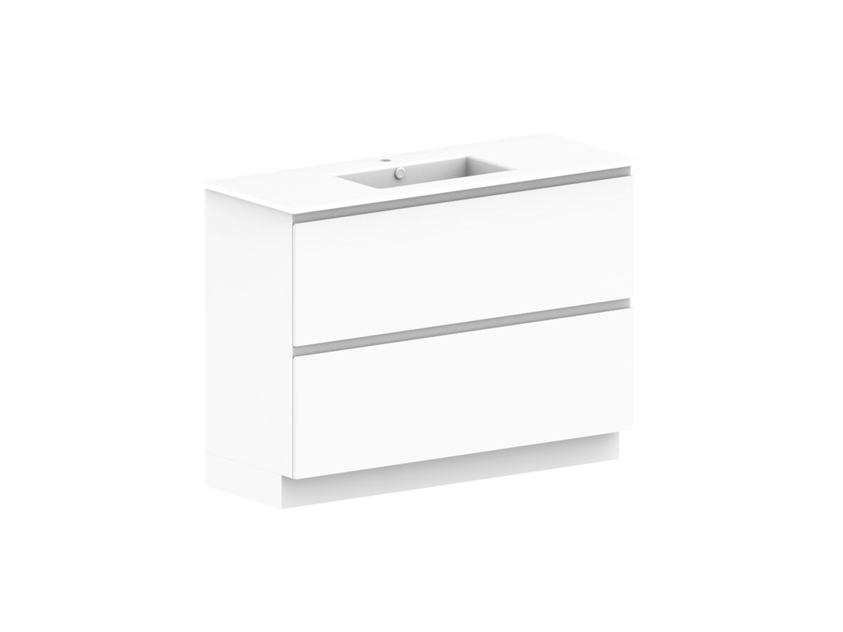 Reece Posh Domaine Plus All Drawer Twin 1200mm Floor Mounted Vanity Centre Basin Ceramic Top