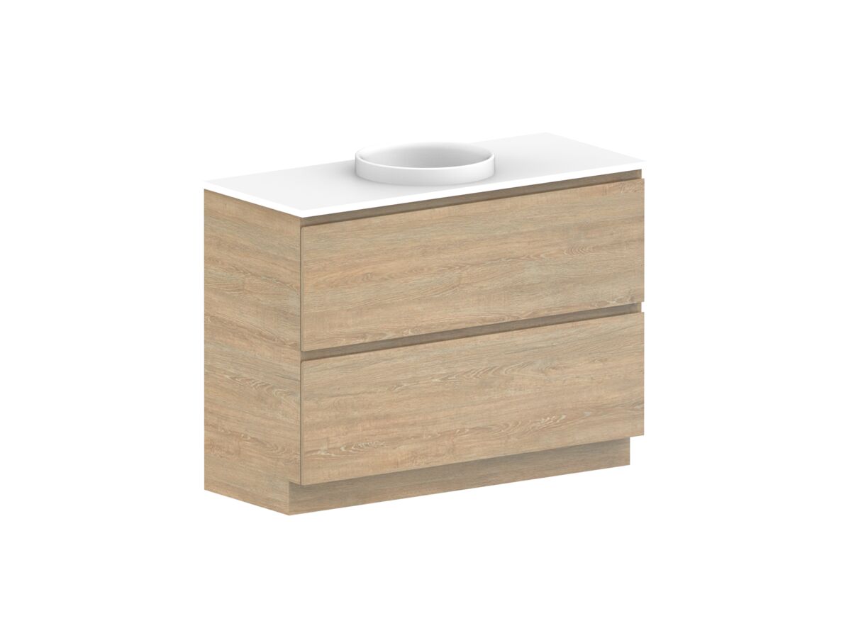 Reece Posh Domaine Plus All Drawer Twin 1200mm Floor Mounted Vanity Centre Basin 20mm Cherry Pie Top
