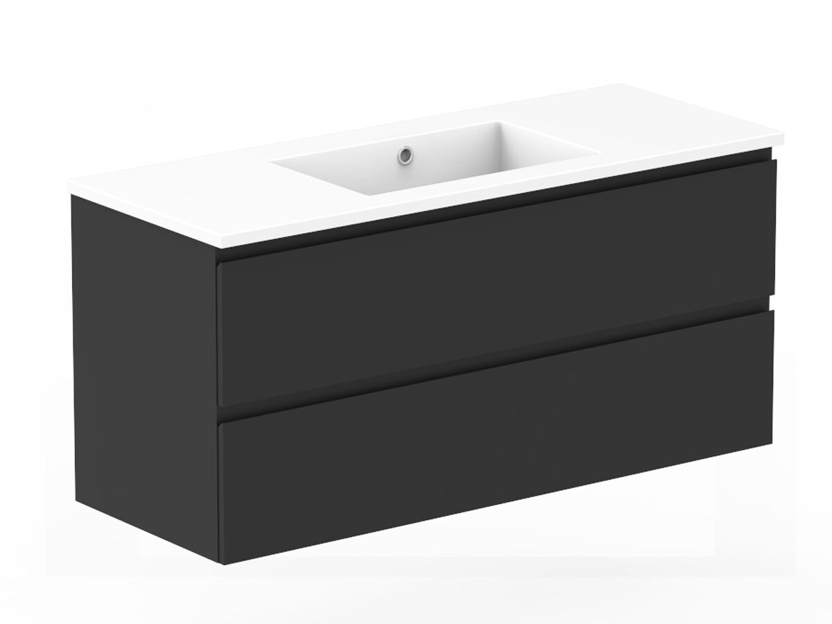 Reece Posh Domaine Plus All-Drawer Twin 1200mm Single Bowl Basin Wall Hung Vanity Cast Marble Top