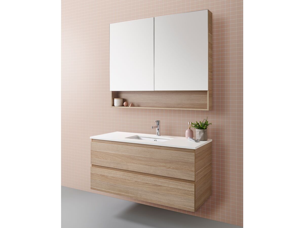 Reece Posh Domaine Plus All Drawer Twin 1200mm Wall Hung Vanity Centre Basin 20mm Cherry Pie Top