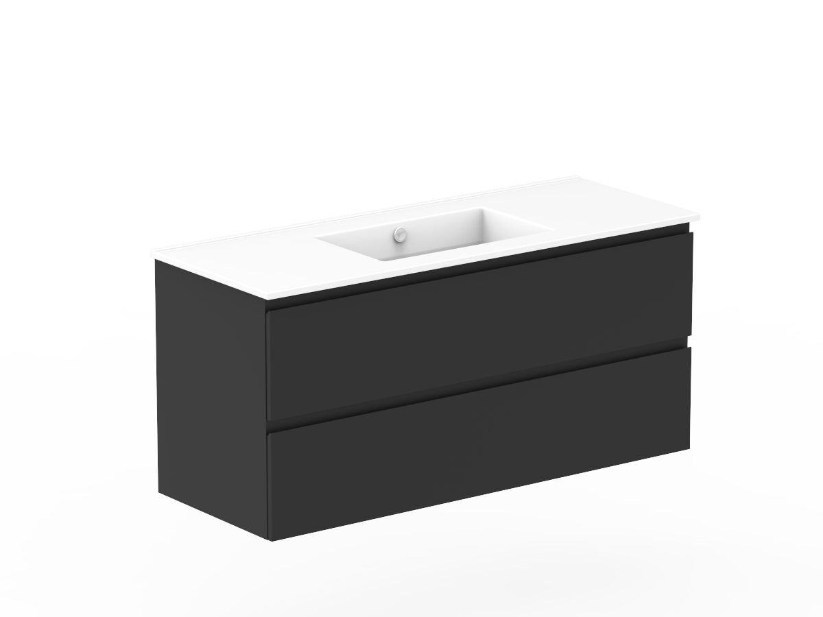 Reece Posh Domaine Plus All Drawer Twin 1200mm Wall Hung Vanity Centre Basin Ceramic Top