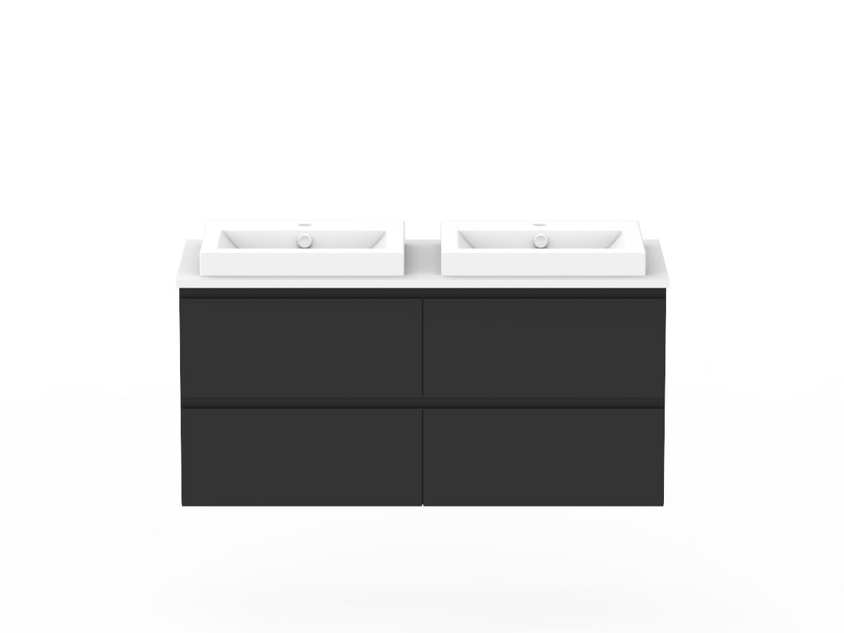 reece Posh Domaine Plus All Drawer Twin 1200mm Wall Hung Vanity Double Basin 20mm Cherry Pie Top reece Posh Domaine Plus All Drawer Twin 1200mm Wall Hung Vanity Double Basin 20mm Cherry Pie Top