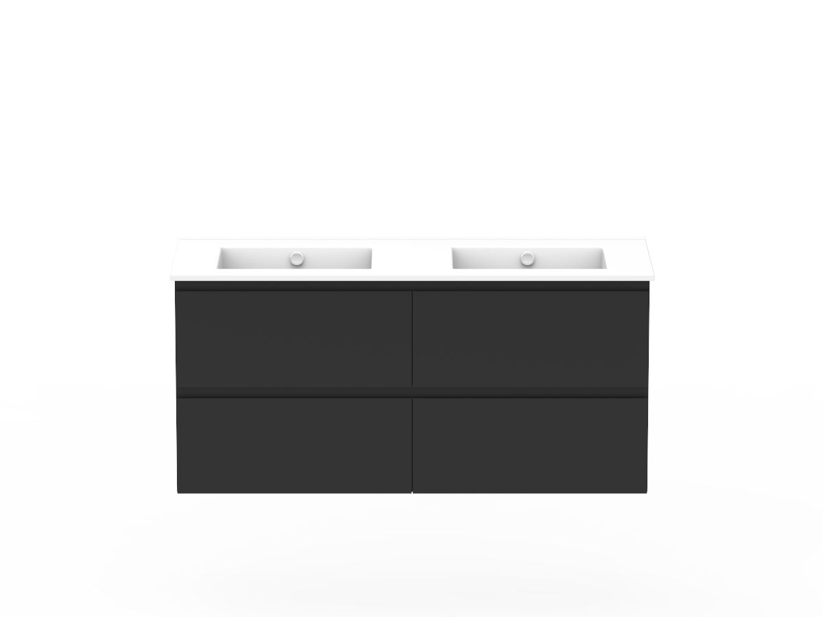 reece Posh Domaine Plus All Drawer Twin 1200mm Wall Hung Vanity Double Basin Ceramic Top