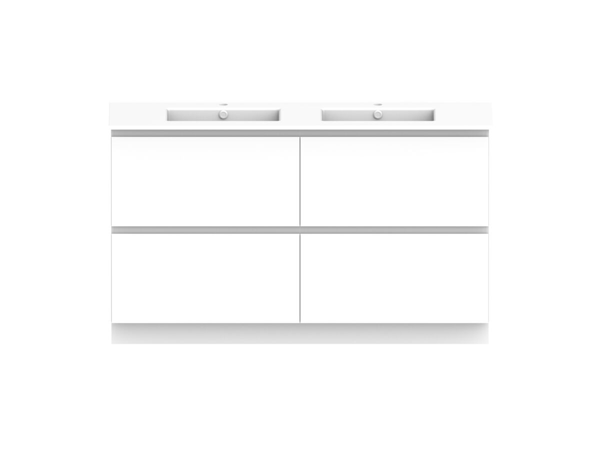 reece Posh Domaine Plus All Drawer Twin 1500mm Floor Mounted Vanity Double Basin Ceramic Top