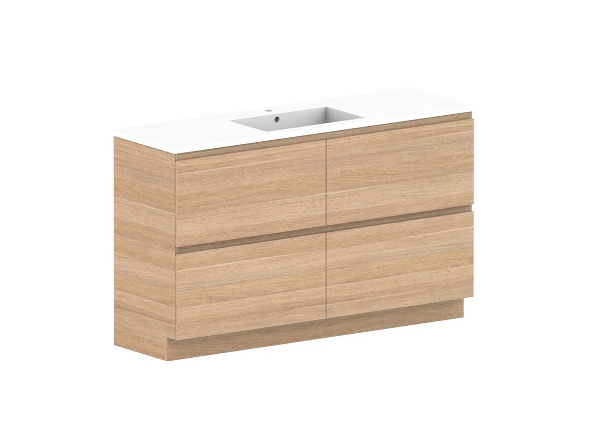 Reece Posh Domaine Plus All Drawer Twin 1500mm Floor Mounted Vanity Centre Basin Cast Marble Top