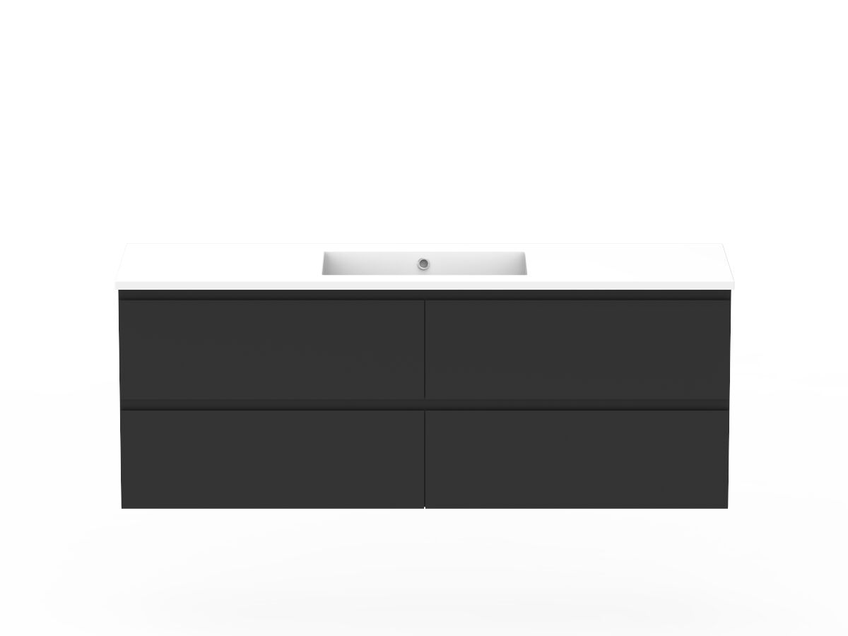 reece Posh Domaine Plus All-Drawer Twin 1500mm Single Bowl Basin Wall Hung Vanity Cast Marble Top