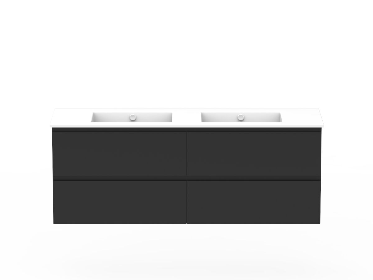 reece Posh Domaine Plus All Drawer Twin 1500mm Wall Hung Vanity Double Basin Ceramic Top