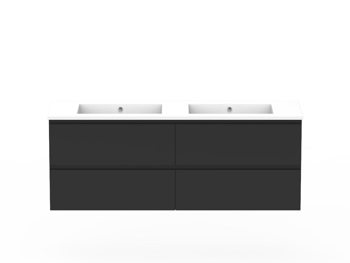 reece Posh Domaine Plus All Drawer Twin 1500mm Wall Hung Vanity Double Basin Cast Marble Top