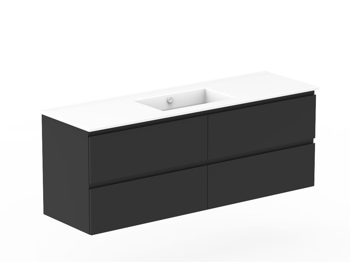 Reece Posh Domaine Plus All Drawer Twin 1500mm Wall Hung Vanity Centre Basin Ceramic Top