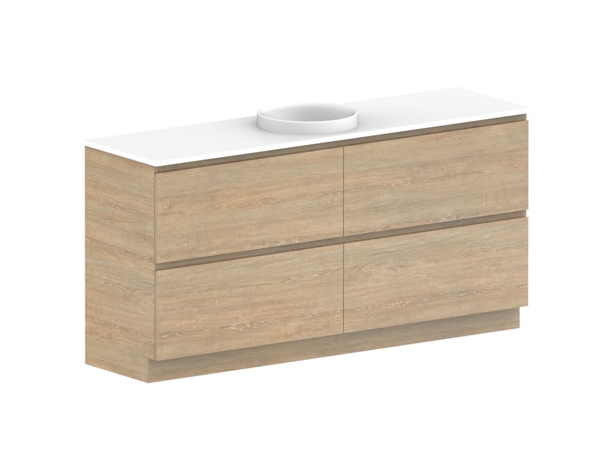 Reece Posh Domaine Plus All Drawer Twin 1800mm Floor Mounted Vanity Centre Basin 20mm Cherry Pie Top
