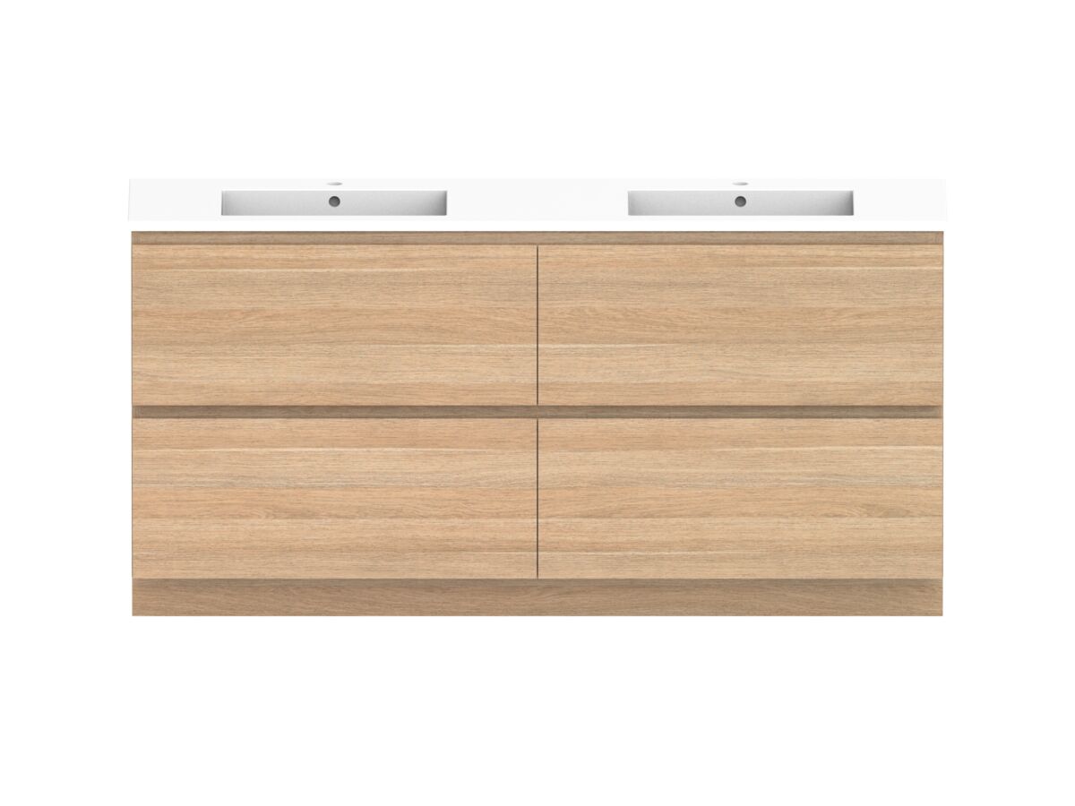 reece Posh Domaine Plus All Drawer Twin 1800mm Floor Mounted Vanity Double Basin Cast Marble Top
