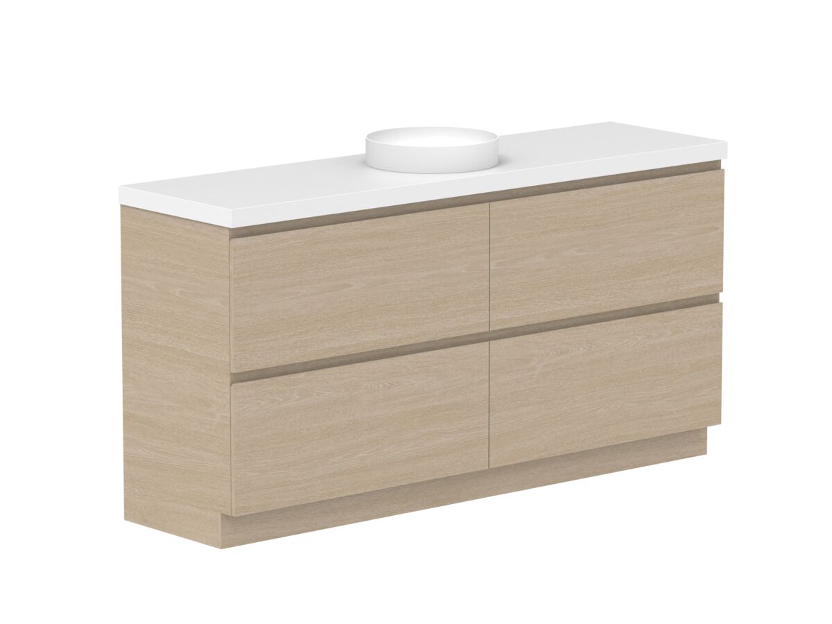 Reece Posh Domaine Plus All Drawer Twin 1800mm Floor Mounted Vanity Centre Basin 50mm Cherry Pie Top