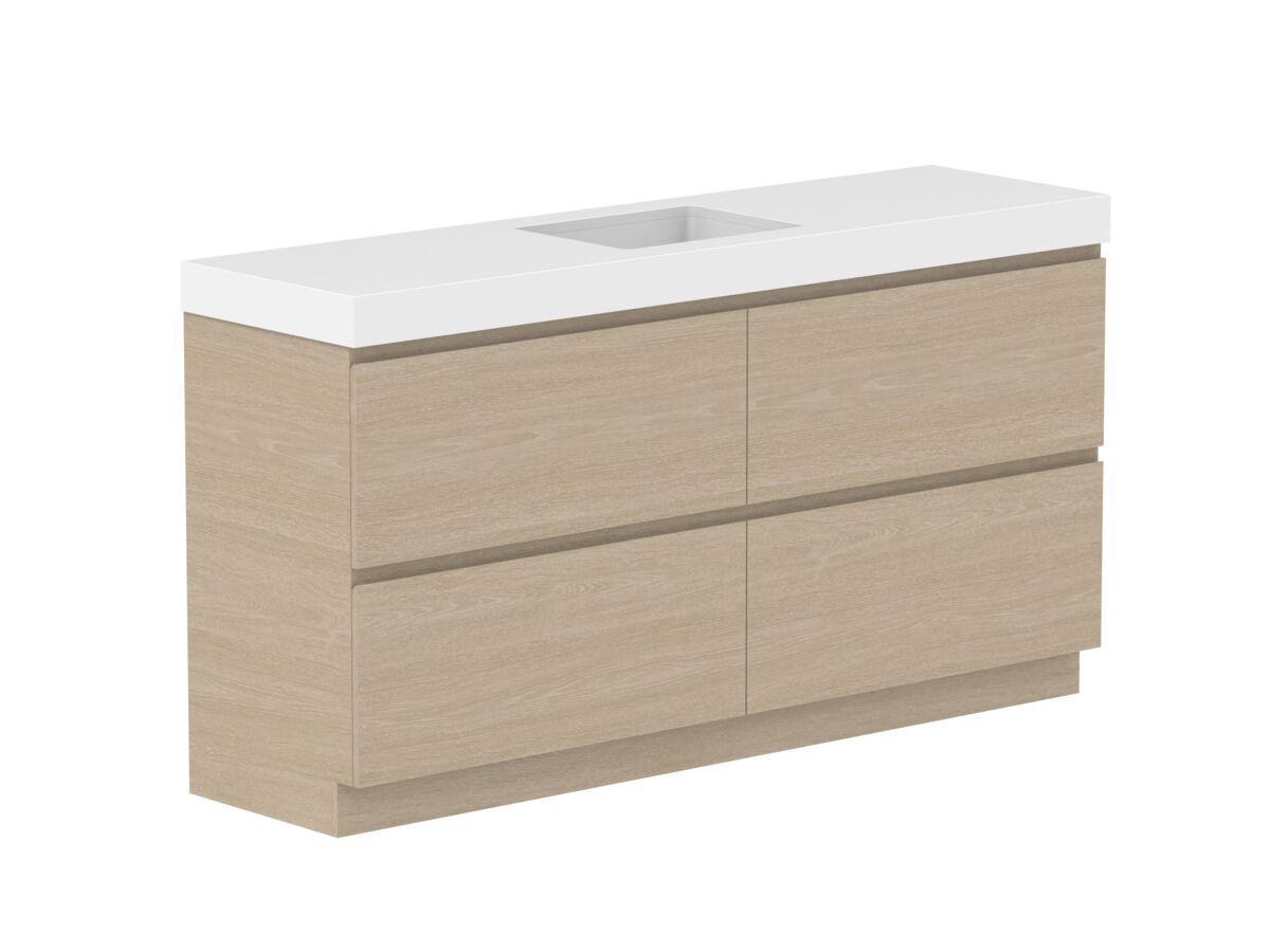 Reece Posh Domaine Plus All Drawer Twin 1800mm Floor Mounted Vanity Centre Basin 90mm Cherry Pie Top