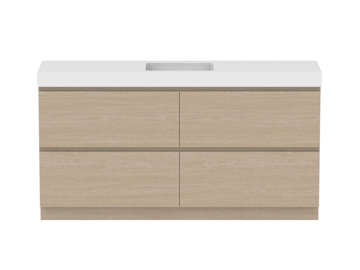 reece Posh Domaine Plus All Drawer Twin 1800mm Floor Mounted Vanity Centre Basin 90mm Cherry Pie Top