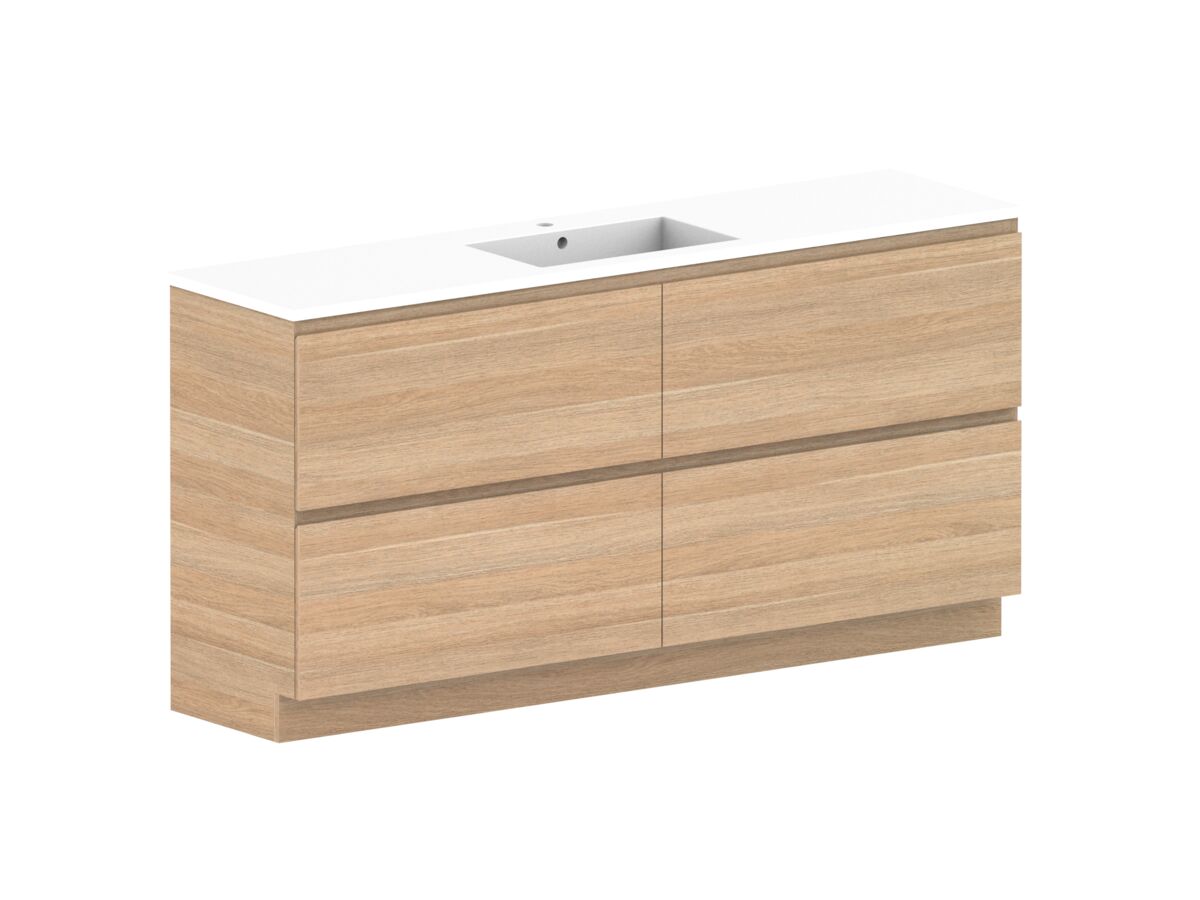 Reece Posh Domaine Plus All Drawer Twin 1800mm Floor Mounted Vanity Centre Basin Cast Marble Top