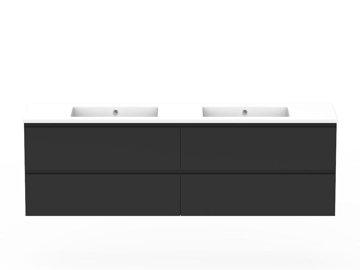 reece Posh Domaine Plus All Drawer Twin 1800mm Wall Hung Vanity Double Basin Cast Marble Top