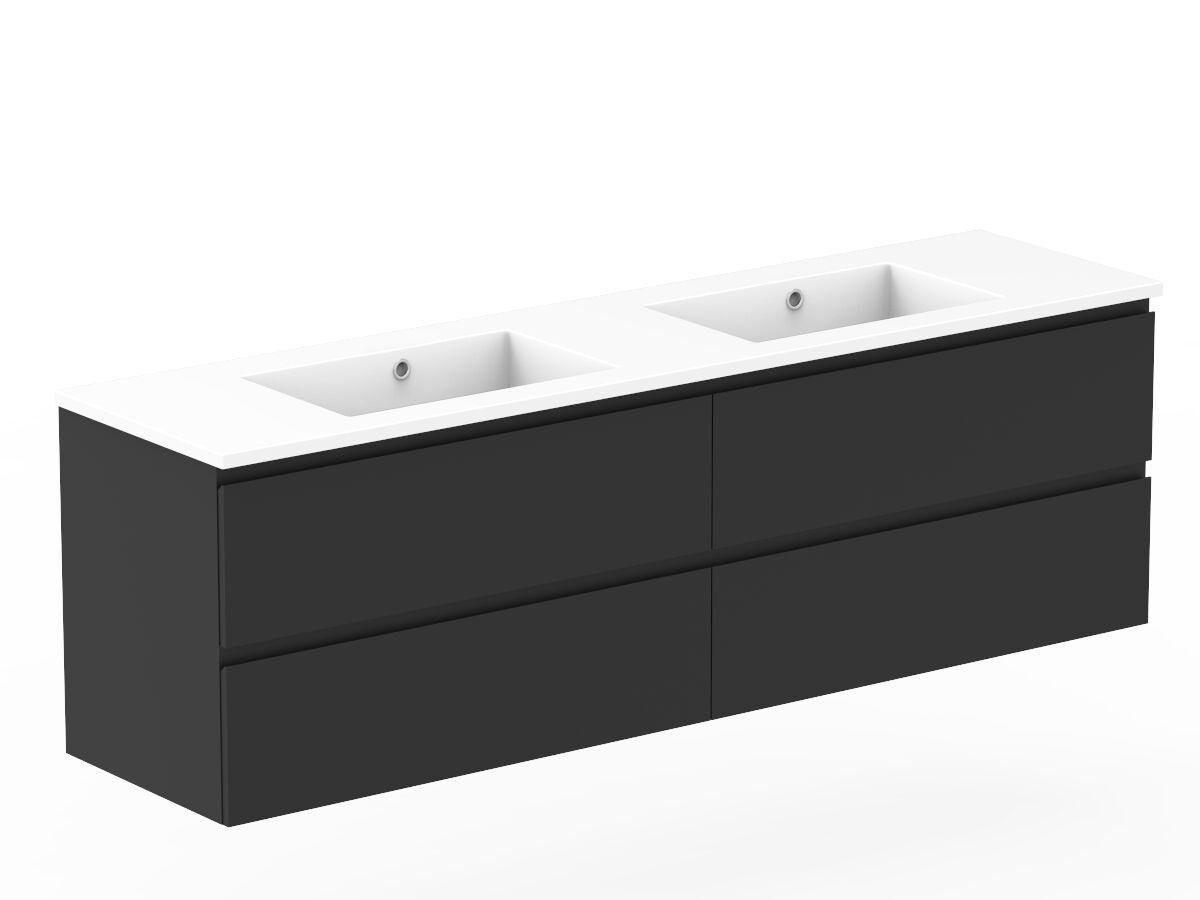Reece Posh Domaine Plus All Drawer Twin 1800mm Wall Hung Vanity Double Basin Cast Marble Top