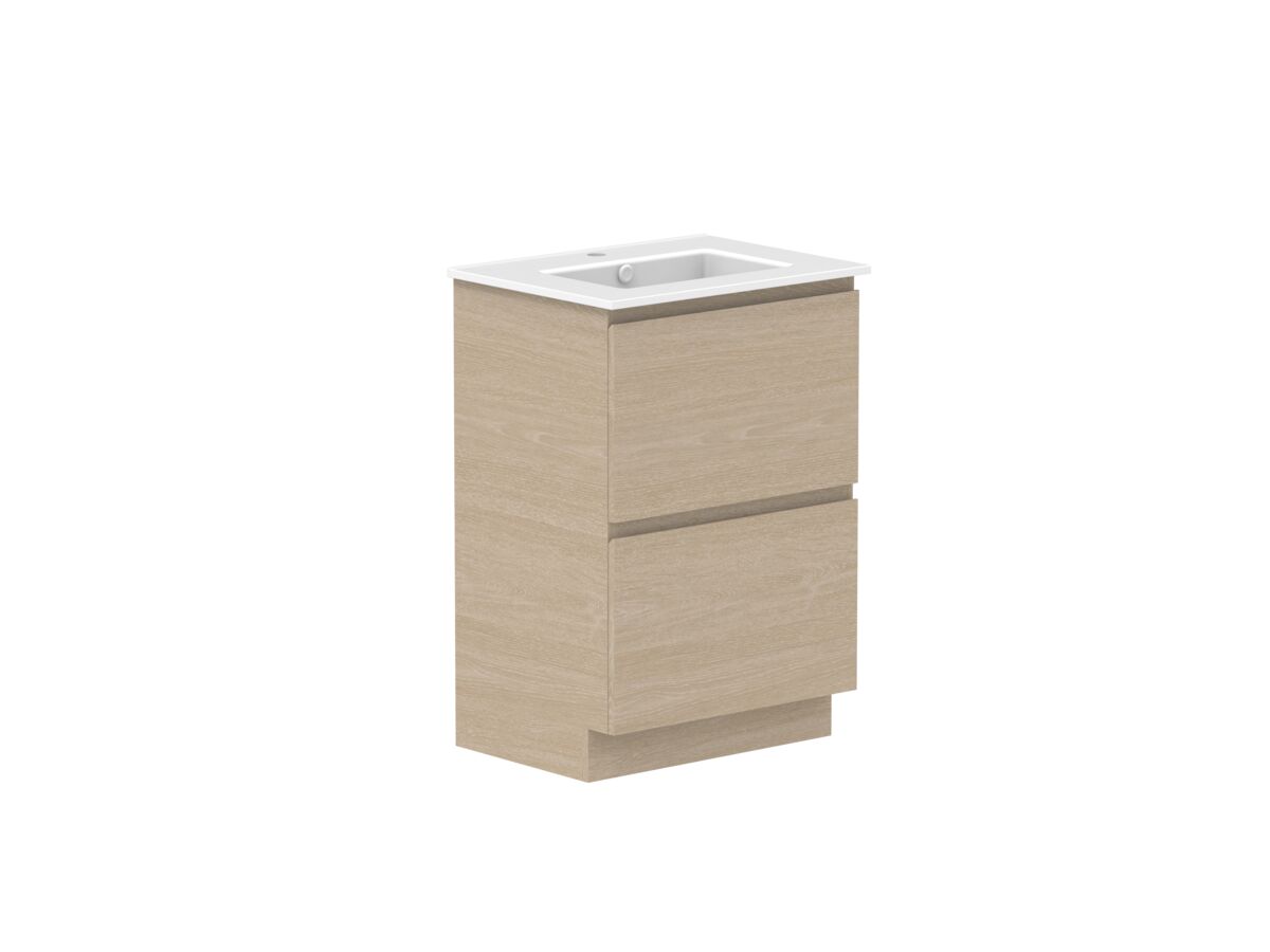 Reece Posh Domaine Plus All Drawer Twin 600mm Floor Mounted Vanity Centre Basin Matte White Ceramic Top