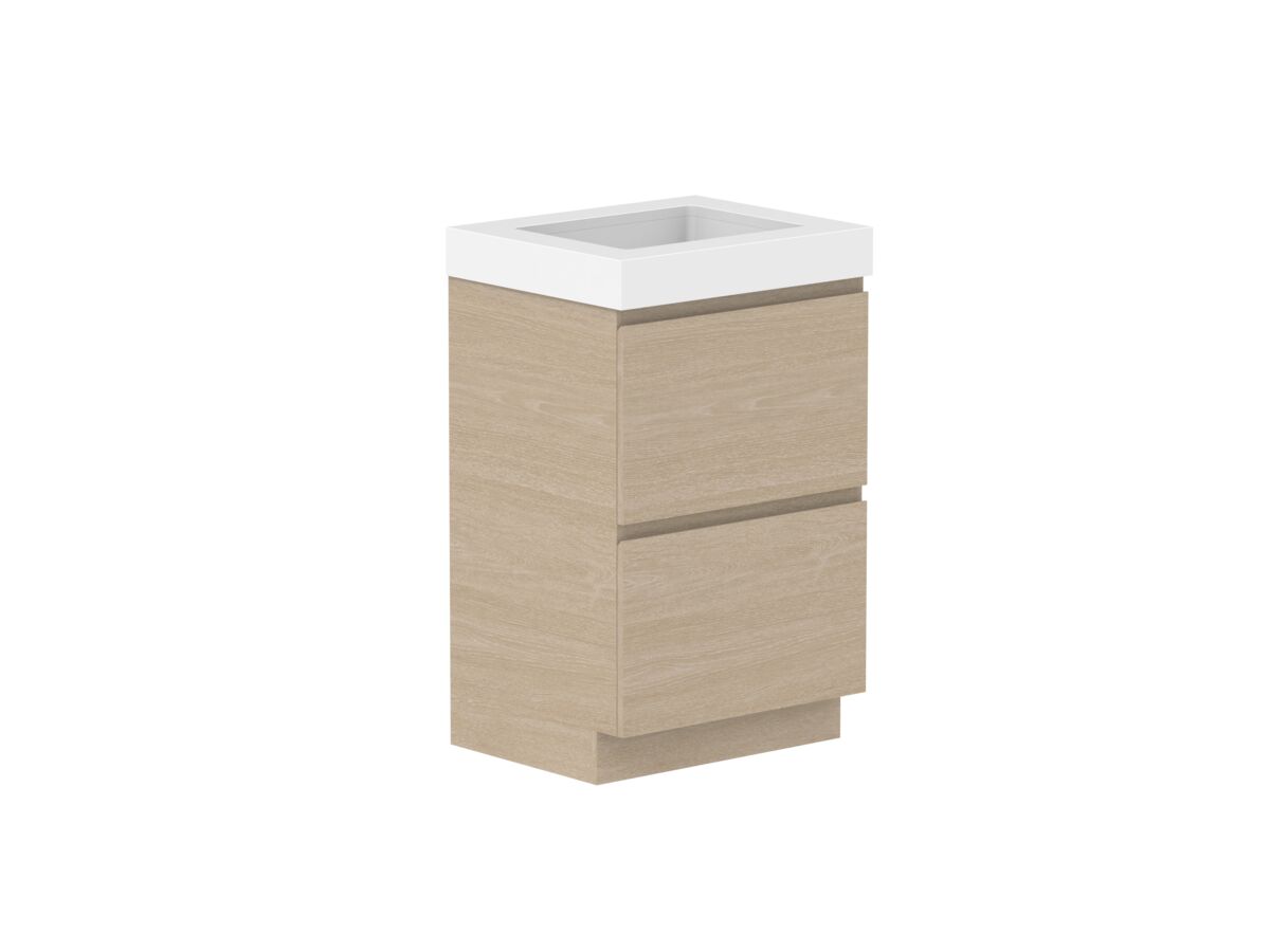 Reece Posh Domaine Plus All Drawer Twin 600mm Floor Mounted Vanity Centre Basin 90mm Cherry Pie Top
