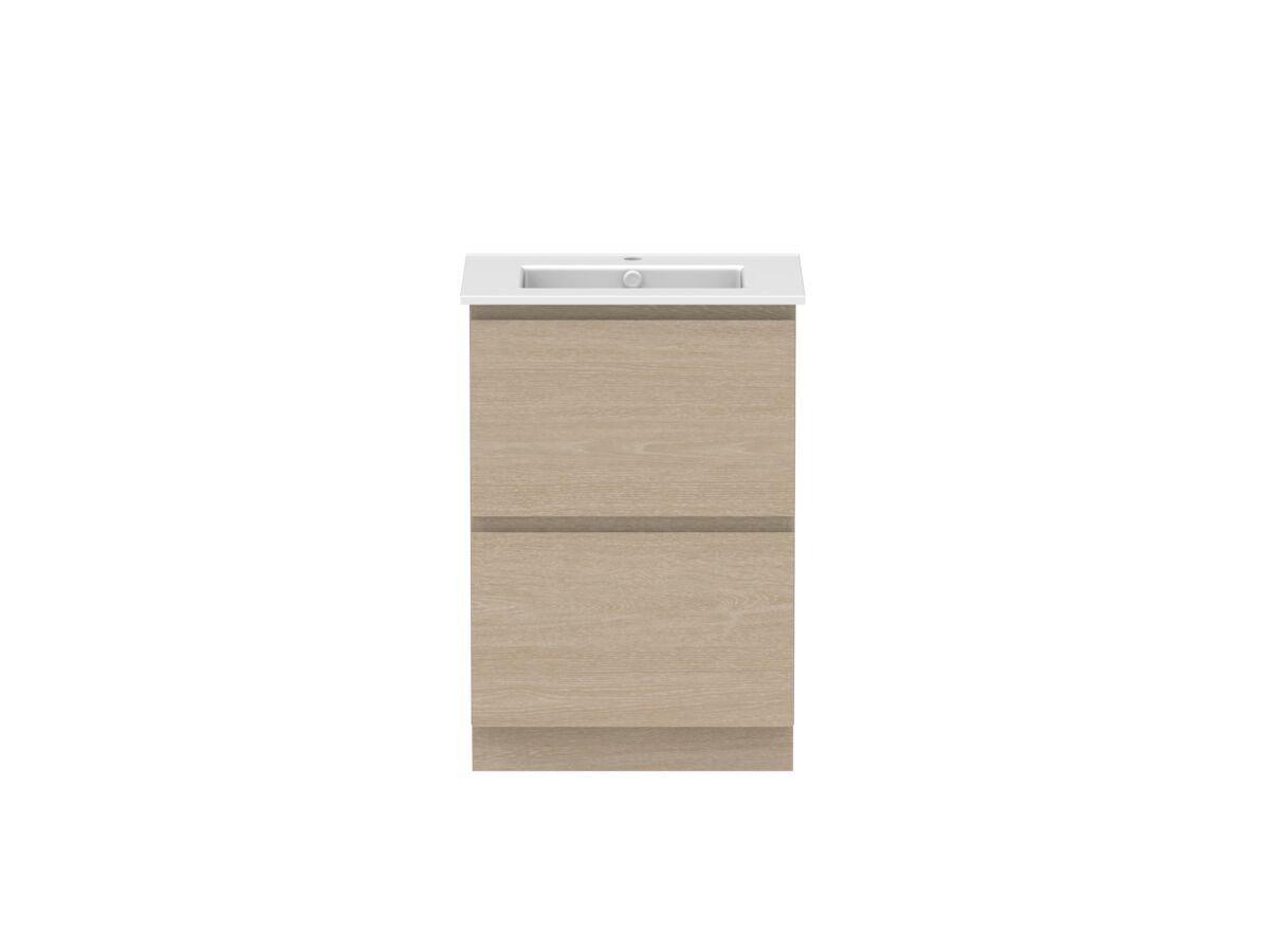reece Posh Domaine Plus All Drawer Twin 600mm Floor Mounted Vanity Centre Basin Matte White Ceramic Top